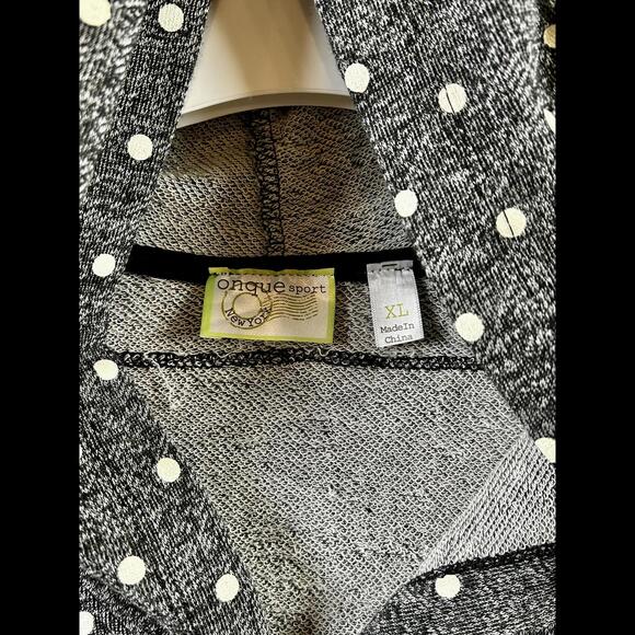 ONQUE SPORT Full Zip Hoodie Charcoal Gray with White Polka Dot XL - Picture 2 of 6